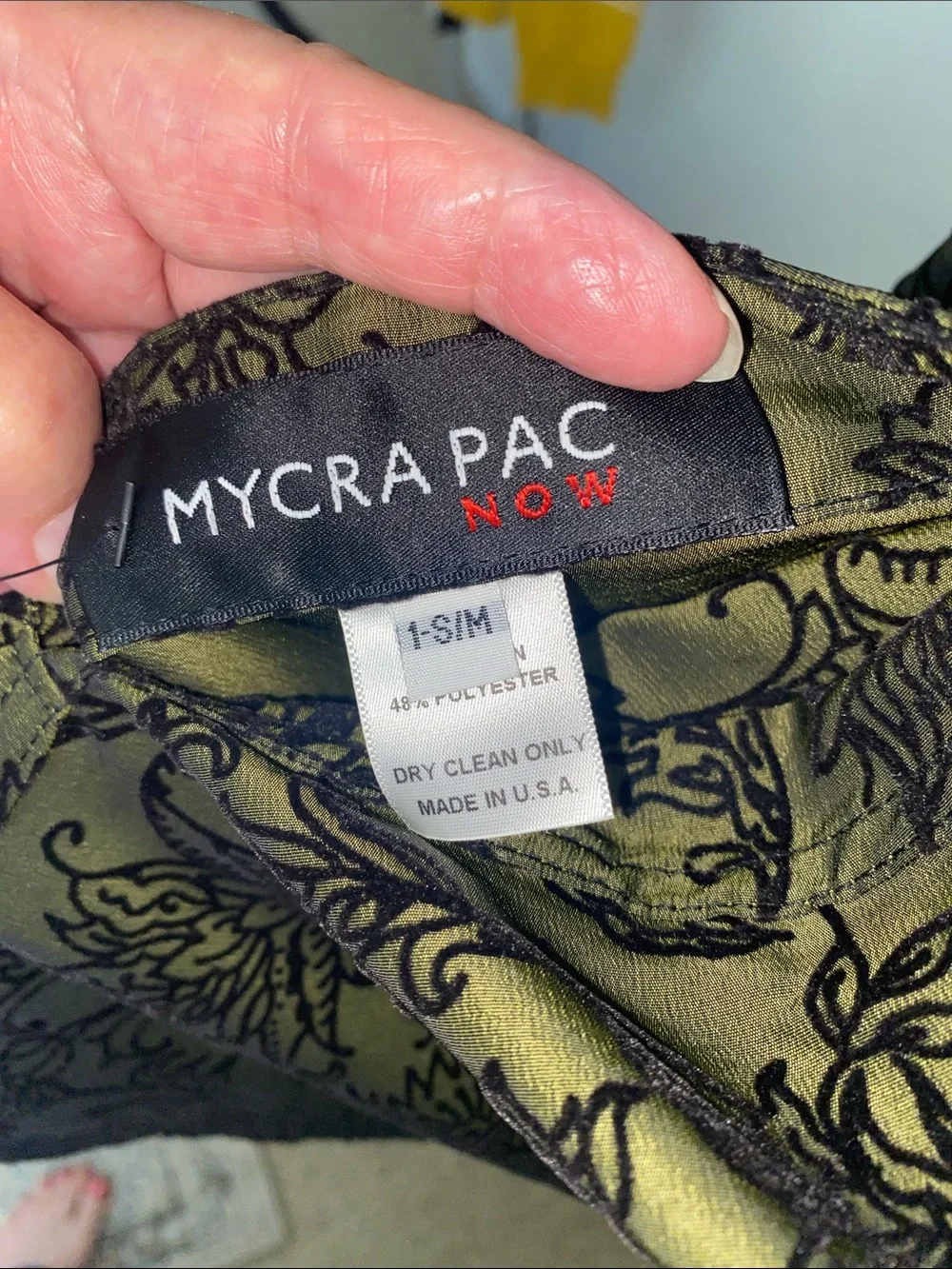 Mycra Pac Olive Green Floral Donatello VelvetEmbossed Jacket and Matching Purse